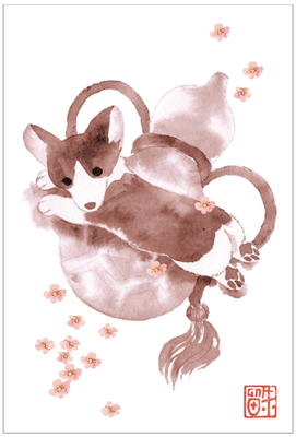 ポストカード「瓢箪と桜」